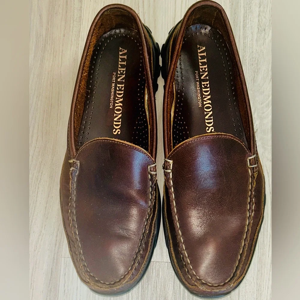 Allen Edmonds Leather Boulder Venetian Moccasins 7.5D Brown Driving Loafers